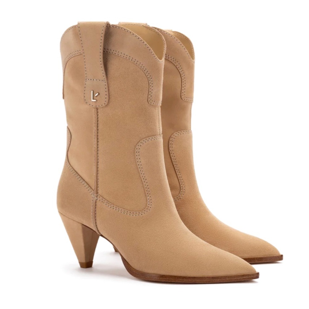 Larroude Thelma Boot In Sand Suede